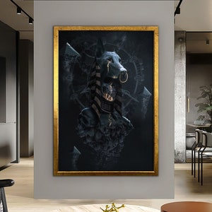 Egyptian Mythology Wall Art, Ancient Egyptian Wall Decor, Canvas Print, Dark Canvas Art, Egyptian Art,Framed Canvas Art
