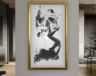 Schedel Print op Canvas, Moderne Wall Art, Canvas Wall Art, Skeleton Print, Schedel Canvas Art, Graffiti Canvas, Ingelijst Canvas
