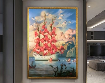 Surreal Art, Wall Art Surreal, Surreal Art Print, Surreal Canvas Art, Figure Surreal Art, Night Canvas Painting, Luxury Framed Wall Art