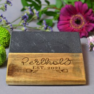 Marble Wood Coasters, Custom Engraved Set Handmade Gift Housewarming Wedding Anniversary Christmas Celebration image 8