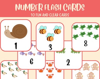 数字のフラッシュカード|印刷可能|幼稚園|幼稚園|PDF|教室|動物