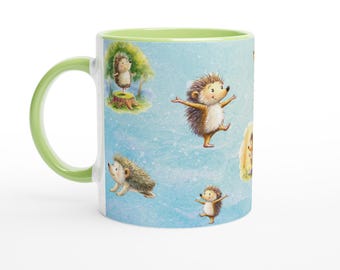 Cute Hedgehog Yoga Mug - 11oz Ceramic - Perfect Gift for Animal Lovers & Yoga Fans - Supports Hedgehog Rescue
