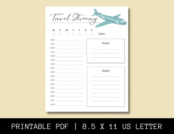 Printable Daily Travel Itinerary Travel Planner Travel - Etsy