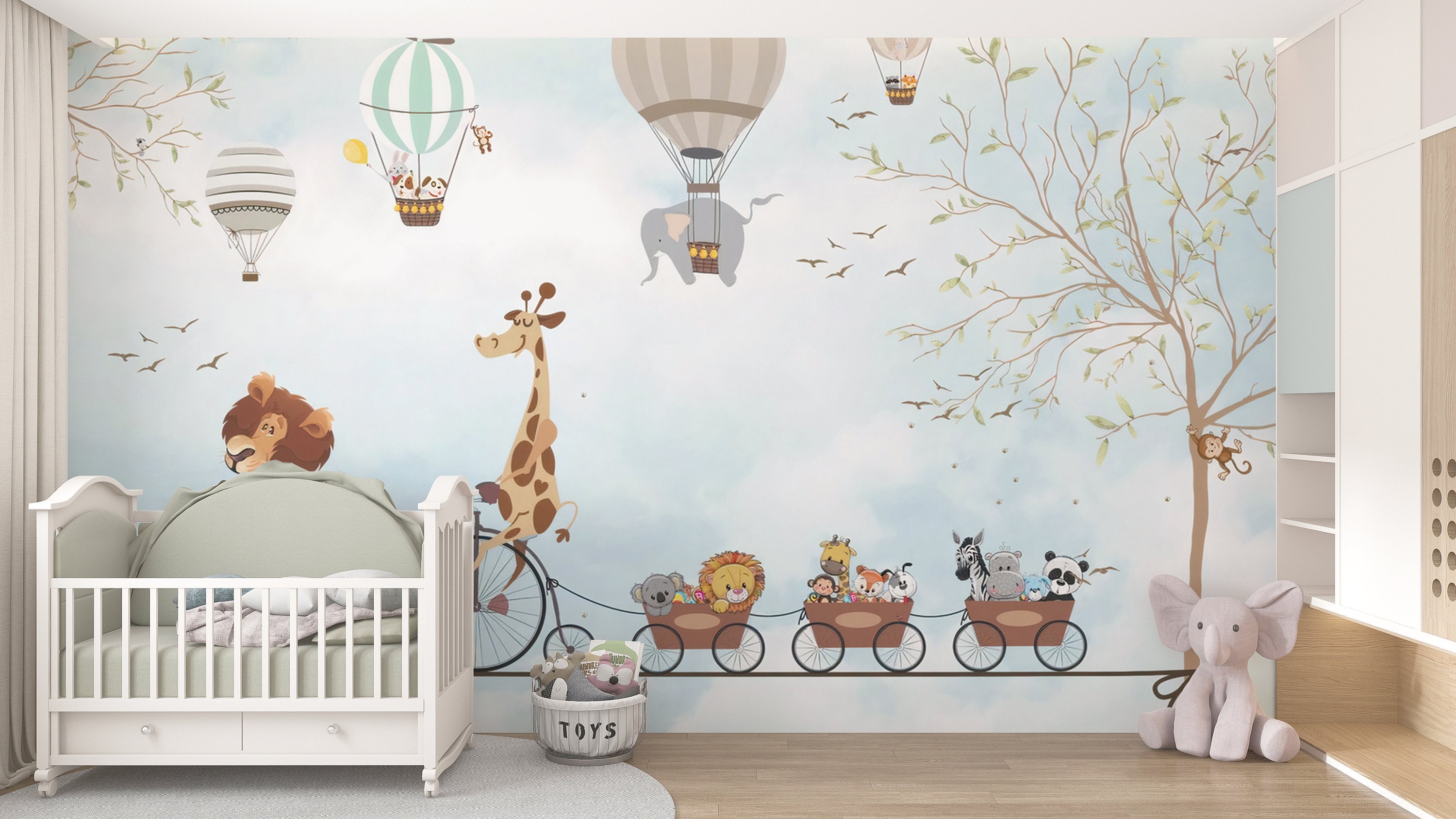 Kids Wallpaper Peel and Stick Nursery Wall Mural Cycling - Etsy