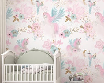 Magical Unicorn Wallpaper – Baby Girl Room Wall Decor