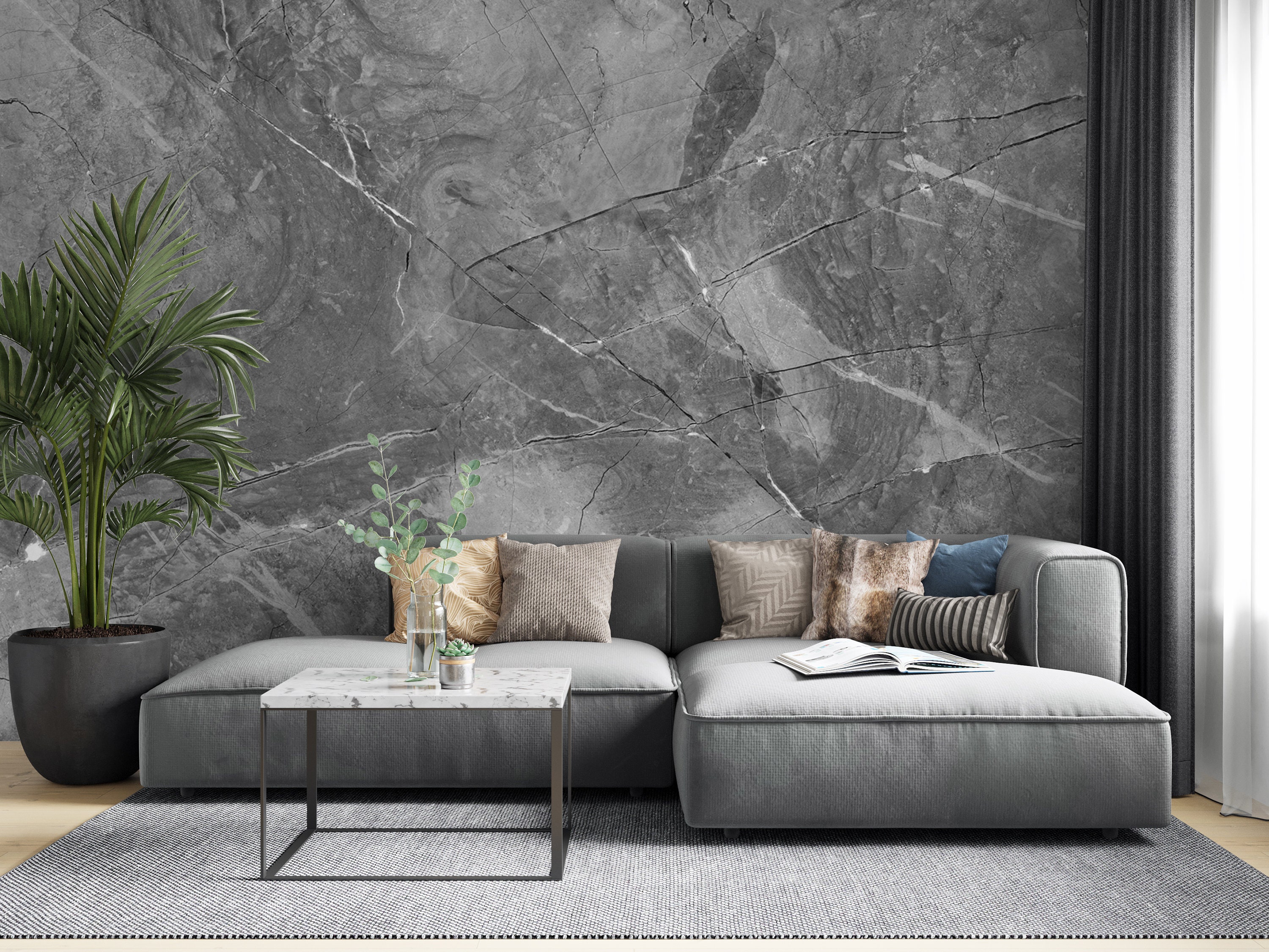 Grey Marble Textured Wallpaper Living Room Wall Mural Peel - Etsy Grey Marble Textured Wallpaper Living Room Wall Mural Peel - Etsy