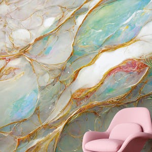 Art Deco Marmor Tapete: Abstraktes Buntes Wandbild