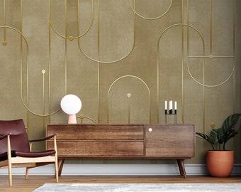 Brun geometrisk tapet: Modern väggmålning