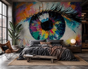 Abstract Eye Wallpaper Colorful Wall Mural Peel and Stick Modern Decor