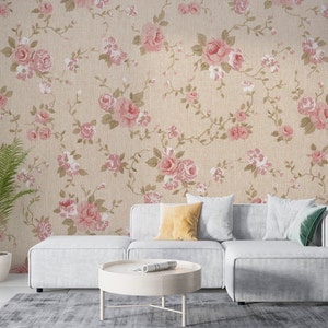 Pink Floral Peel and Stick Wallpaper: Removable Wall Mural