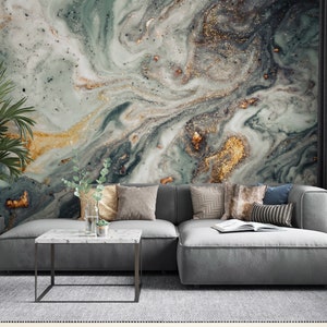 Art Deco Marble Wallpaper: Abstract Peel and Stick Fabric Wall Mural