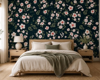Floral Wallpaper Peel and Stick Botanical Wall Mural Vintage Garden Decor