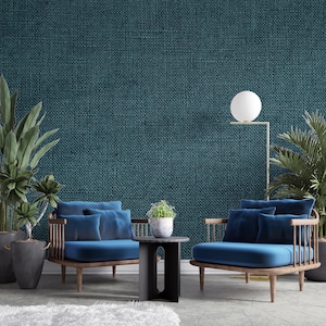 Blue Living Room Pattern Wallpaper, Peel and Stick, Fabric Wall Mural, Temporary Wall Decor, Foil Wall Sticker