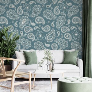 Paisley Peel and Stick Wallpaper: Modern Fabric Wall Mural