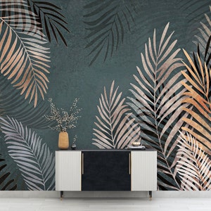 Green Floral Wallpaper: Tropical Leaf Peel and Stick Wall Mural