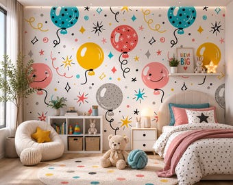 Peel-and-Stick heteluchtballonbehang Muurschildering kinderkamer