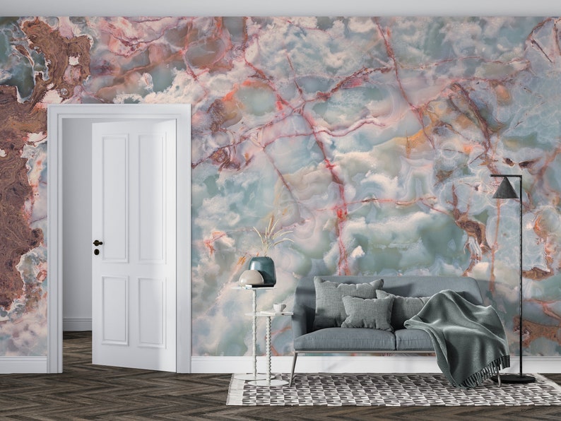 Pink and Blue Marble Wallpaper Marble Texture Wallpaper Etsy Canada