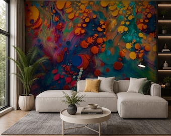 Carta da parati astratta colorata, murale moderno, decorazione autoadesiva