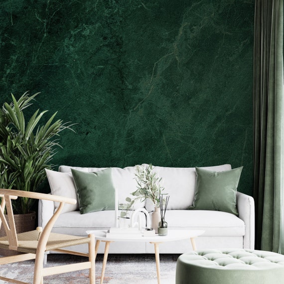 Green Marble Textured Wallpaper: Peel and Stick Fabric Wall Mural