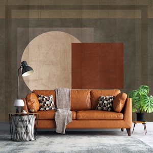 Circle and Square Art Deco Wallpaper, Geometric Peel and Stick Wall Art, Abstract Wall Decor