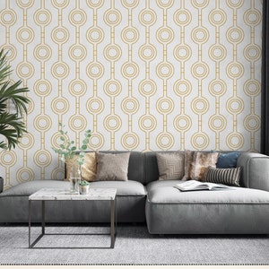 Gold Geometric Wallpaper, Background Wall Mural, Fabric  Wallpaper, Living Room Wall Decor, Home Decor