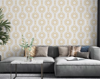 Gold Geometric Wallpaper: Mid-Century Modern Wall Mural