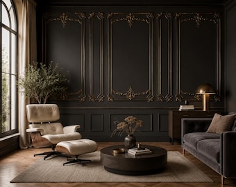 Black Gold Geometric Wallpaper Peel and Stick Modern Abstract Wall Mural