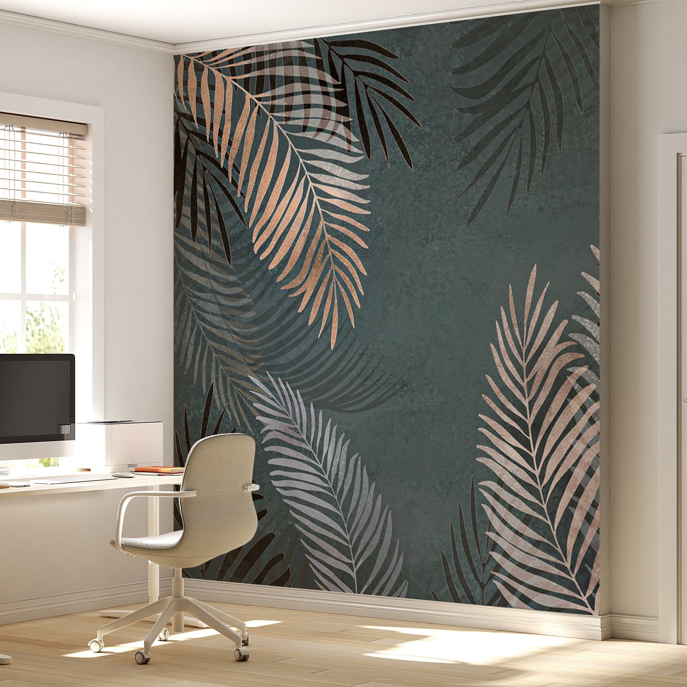 Green Floral Wallpaper Tropical Leaf Wall Mural Peel and Stick Decor - Etsy