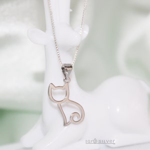 Sterling Silber hübsche Katze Anhänger Halskette, Katzen-Liebhaber-Halskette, nette Katze Halskette, beste Geschenk für sie