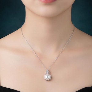 Crystal Flower Pearl Pendant Necklace In Sterling Silver
