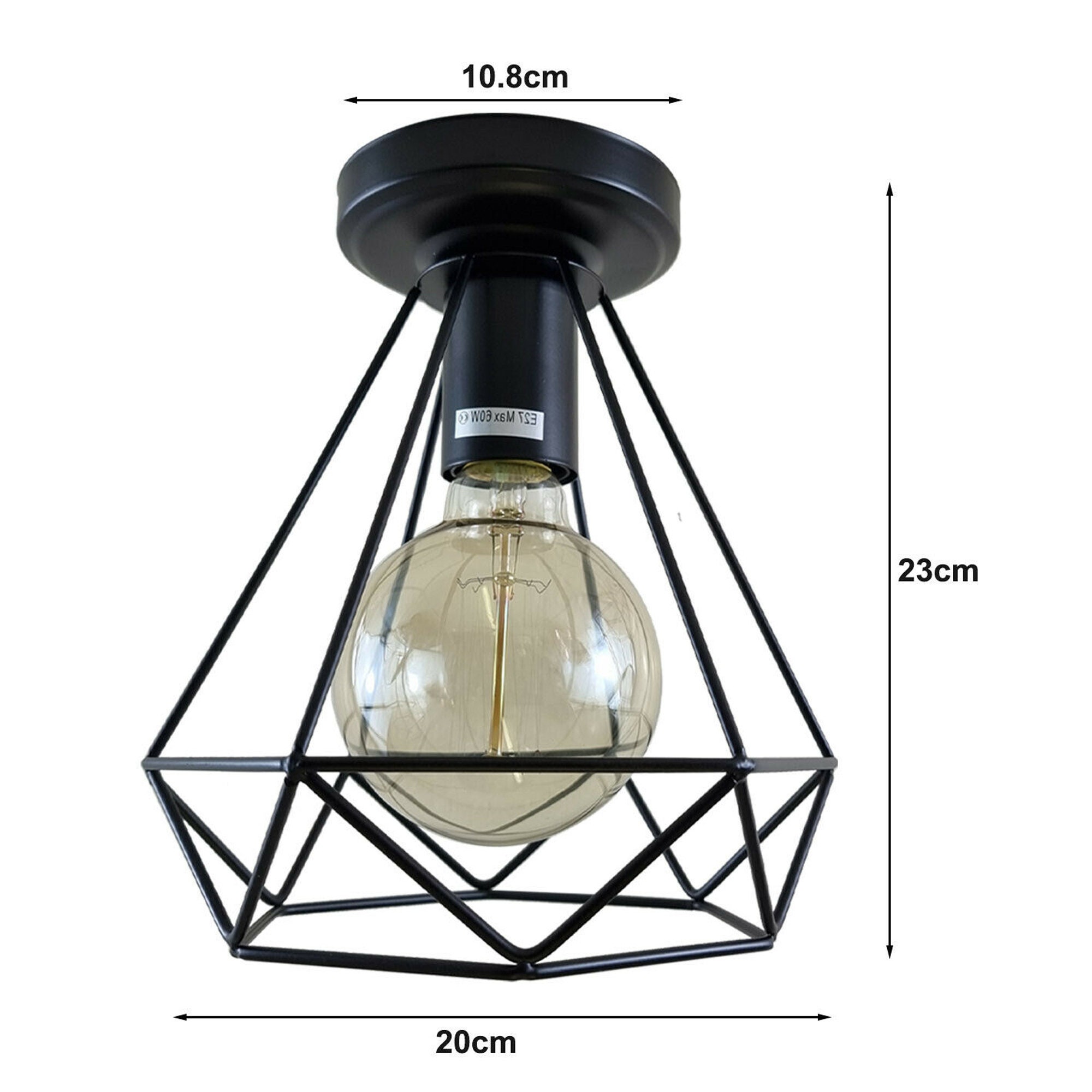 Modern Industrial Ceiling Light Black Cage Metal Flush Mount Etsy Canada