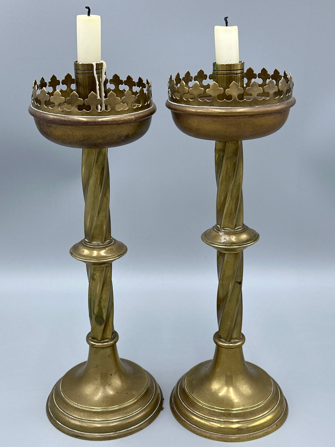 Victorian Brass Candle Stuck Holders Etsy