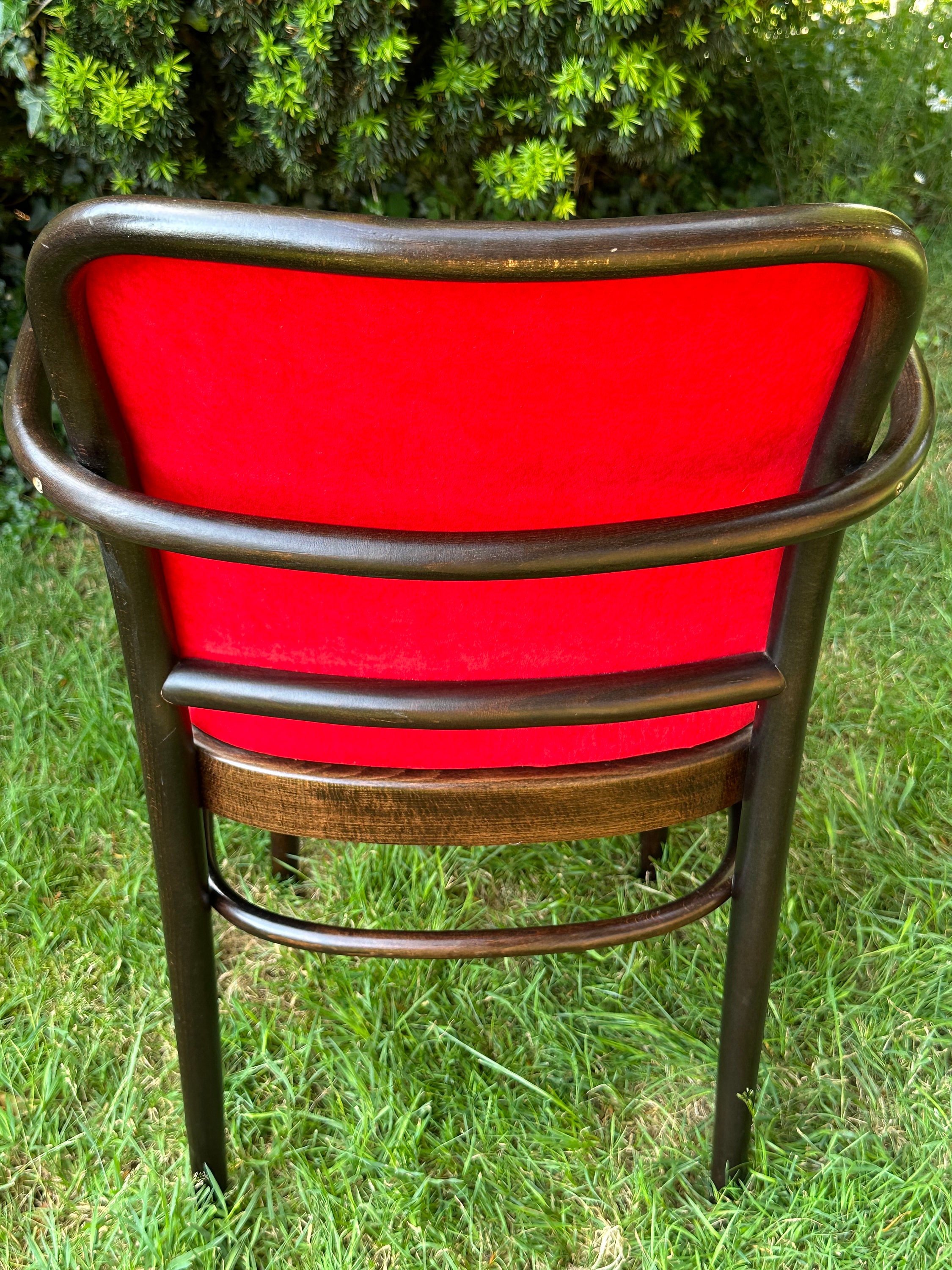 TON Bentwood Armchair: Red Upholstery, Thonet-style Czech Café