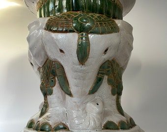 Chińskie ceramiczne siedzisko/postumenty do ogrodu słoni – połowa XX wieku