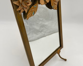 Vintage Italian Tole Floral Framed Mirror
