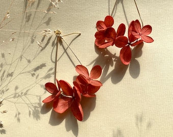 Earrings with natural flowers for bride witness weddings and personalized gifts--RHEA terracotta