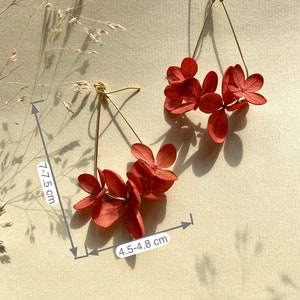 Earrings with natural flowers for bride witness weddings and personalized giftsRHEA terracotta image 6