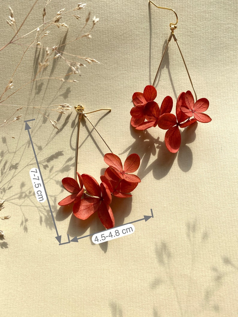 Earrings with natural flowers for bride witness weddings and personalized giftsRHEA terracotta image 6