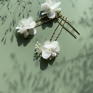 Bun stick Hairpins Hair clip in stabilized natural flowers wedding hair accessoriesCAPUCINE white 3 unités image 2