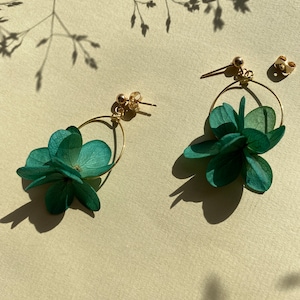 Stabilized natural flower earrings wedding accessories bride witness special gift--HEIDI green