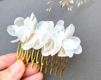 Preserved flower comb Wedding accessories bridal hairstyle--LUNA pure white