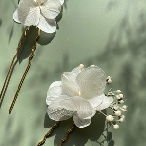 Bun stick Hairpins Hair clip in stabilized natural flowers wedding hair accessoriesCAPUCINE white 3 unités image 5