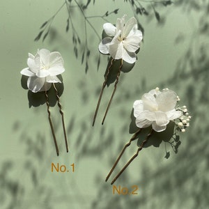 Bun stick Hairpins Hair clip in stabilized natural flowers wedding hair accessoriesCAPUCINE white 3 unités image 7