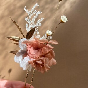 Bun hairpin Stabilized flower hairpinsBAL CHAMPÊTRE pink white gold No. 2