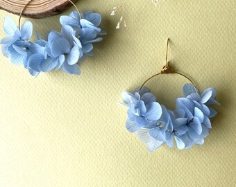 Boucles d'oreilles en fleurs naturelles stabilisées accessoires mariage cadeau Noël anniversaire--MYOSOTIS bleu ciel