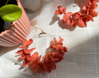 Stabilized natural flower earrings wedding accessories bride witness special gift--MYOSOTIS terracotta