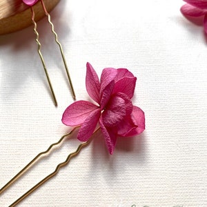 Boucles d'oreilles en fleurs naturelles stabilisées perle douce accessoires mariage mariée témoin cadeau spécialGRACE fuchsia image 8