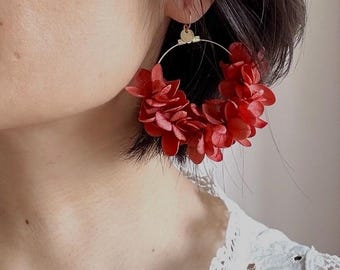 プリザーブドフラワーのイヤリング – 花嫁とブライズメイドのためのボヘミアンウェディングジュエリー – テラコッタ製ミオソティス