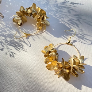 Collectie 2023 Oorbellen in geconserveerde natuurlijke bloemen Bruiloftsaccessoires Bruidsgetuige speciaal geschenk - Gouden MYOSOTIS