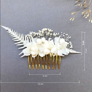 Peigne en fleurs stabilisées Accessoires de mariage coiffure mariéeAurora blanc image 9